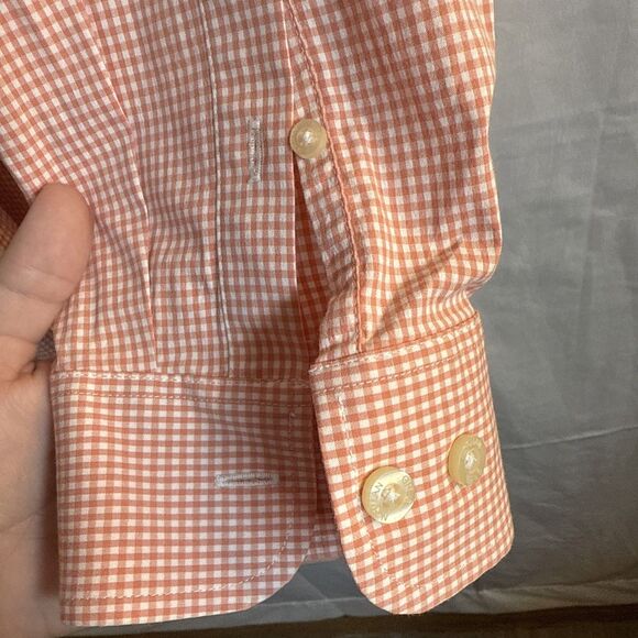 Men’s Greg Norman Orange Checked Performance Stretch Shirt Size XL Preowned - Picture 13 of 16
